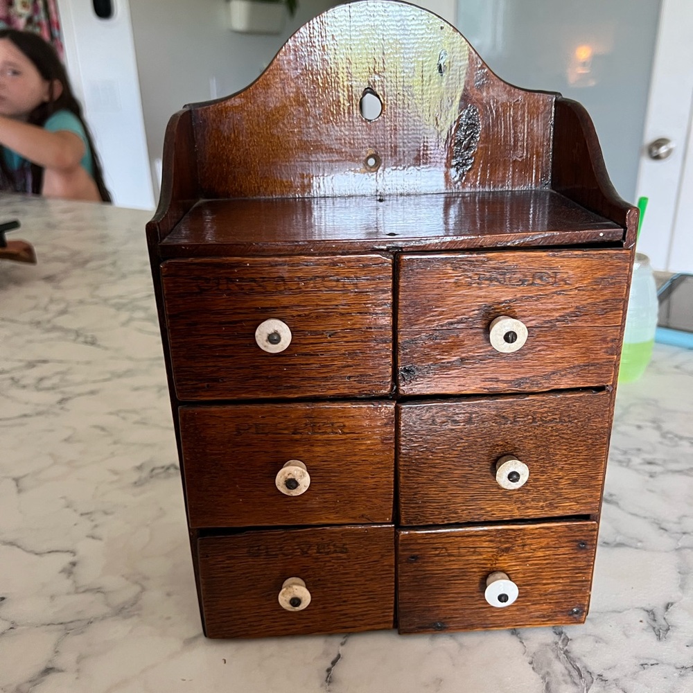 Antique 6 drawer spice box